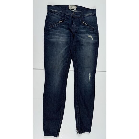 Current/Elliott Jeans The SilverLake Ankle Zip Low Rise Dark Wash Sexy 25 - Picture 4 of 13